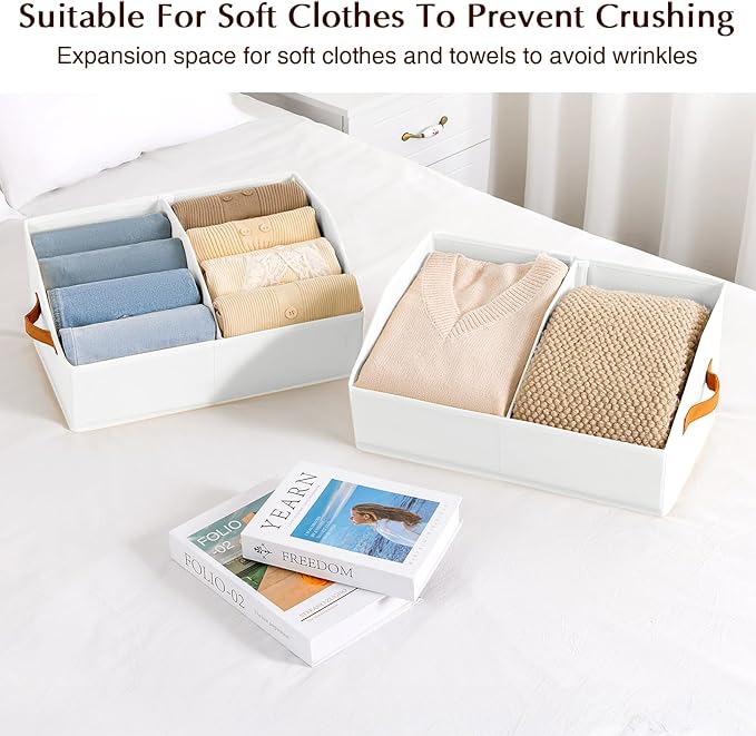 Homsorout Closet Organizers and Storage Bins - 6 Pack Collapsible Divided Trapezoidal Cube Storage Bins Baskets with Orange H