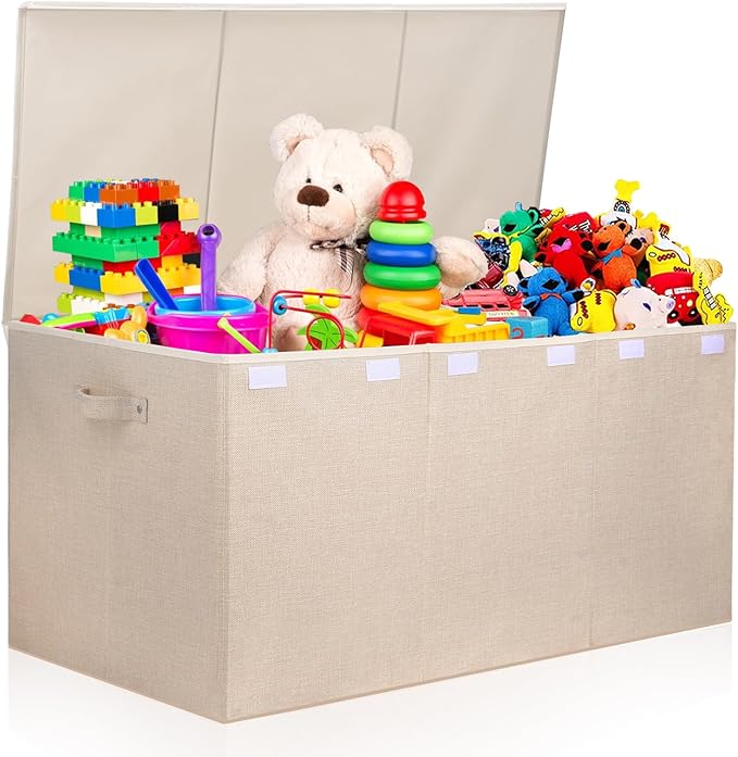 Extra Large Toy Box 167L, Sturdy Toy Storage Chest Organizer Bin Baskets with 2 Removable Divider for Boys, Girls, Kids, Nurs