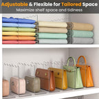 OKPOW Acrylic Shelf Dividers for Closet Organization - 10" Tall X 12" Deep Easy Installation Clothes Purses Organizer - Space