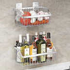 2PCS Hanging Storage Baskets Organizer Wall Mount, SUS304 Stainless Steel Wire Storage Bin Rack for Kitchen Bathroom Shower S