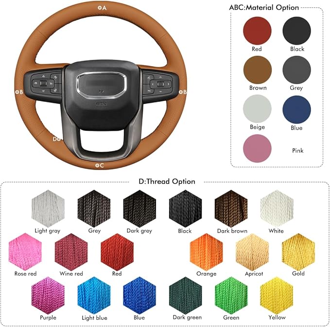 MEWANT Steering Wheel Cover for GMC Sierra Steering Wheel Cover for GMC Sierra 1500 / Sierra 1500 Limited/Sierra 2500 / Sierra 3500/ Yukon (XL) Hive Microfiber Leather