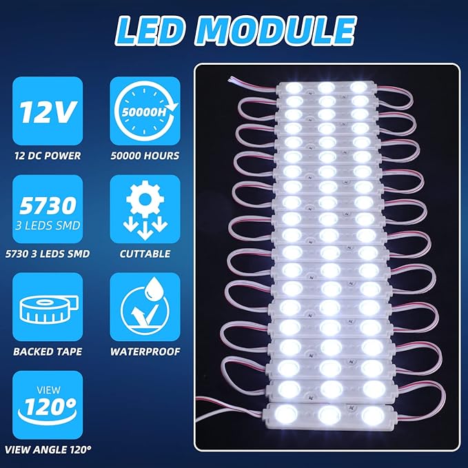 12V 300 LEDs Interior Van Light, White LED Ceiling Lighting Kits for Van RV Truck Boats Bus Cargo Trailers Lorries Transit Auto Vehicle, 100 Modules