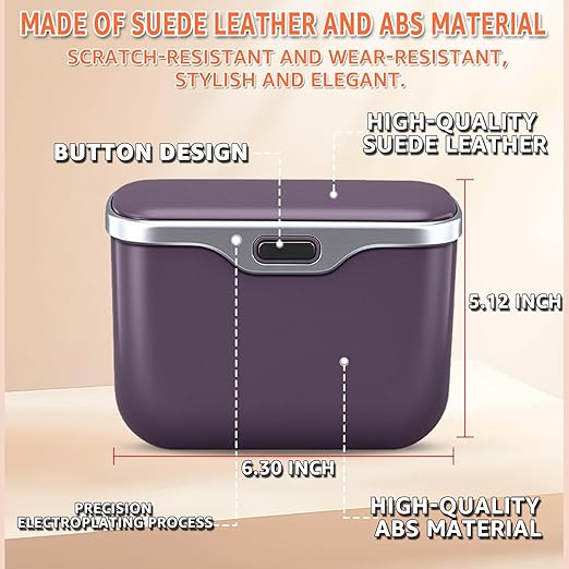HOLDCY Car Trash Can, Waterproof Multi‑Functional Auto Trash Bin for Door/Console/Seat Back, Universal Vehicle Garbage Can for Car/Truck/SUV Drivers (Purple)