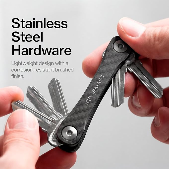 KeySmart Original Key Holder - Compact Key Organizer for Key Chain, Minimalist Clutter-Free EDC Keychains Key Ring, Carbon Fi