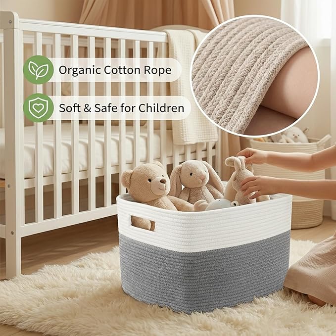 JMvicyroam Woven Blanket Basket,96L Large Storage Bin for Blankets Toys Clothes,Decorative Rope Basket for Living Room Bedroo