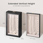 Lolalet Necklace Organizer Box, Jewelry Storage Box with Clear Window for Necklaces Bracelets, Tangle-Free Necklace Display C