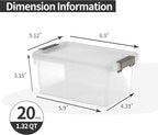 Citylife 1.3 QT 20 Packs Small Storage Bins Plastic Storage Container Stackable Box with Lids for Organizing, Clear White