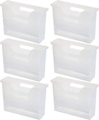 IRIS USA Small Portable Desktop File Box with Open Lid, 6 Pack, Side Handles, Hanging File Folders, Tabs & Inserts, Letter Si
