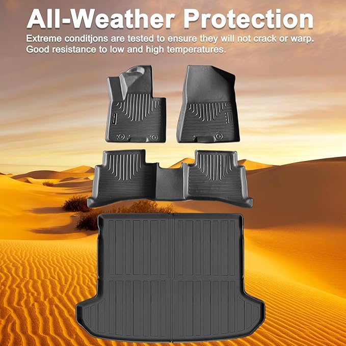 Floor Mats & Trunk Mats for 2017-2022 Kia Sportage (Gas ONLY), TPE All Weather Protection 2 Rows Car Floor Liners Accessories (Cargo Tray in Upper Deck Position)