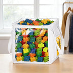 4 Pack Clear Toy Storage Bins with Lids - 12" x 12" Storage Cube Bins, Foldable PVC Boxes with Handles, Storage Organizers fo