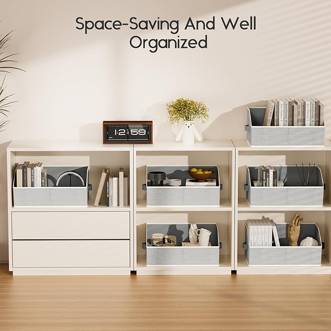 Homsorout Large Closet Organizers and Storage Bins - 6 Pack Trapezoid Storage Baskets for Shelves, Foldable Fabric Baskets wi