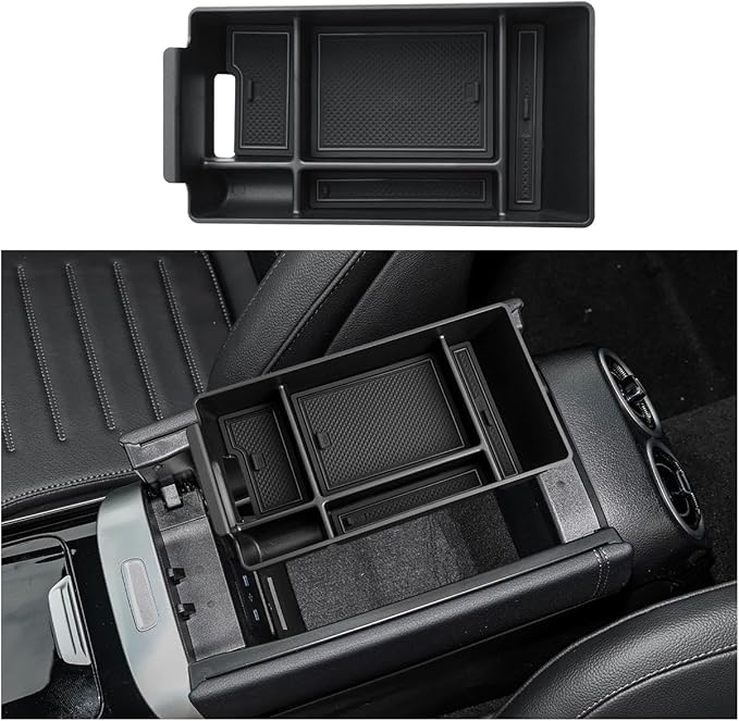 ECOZEN Center Console Organizer For 2022-2026 Mercedes C Class C 300/AMG C 43/C 63 - Armrest Box Storage Tray Compatible with 2022-2026 Mercedes C 300/ AMG C 43 C63 Accessories Armrest Organizer ABS