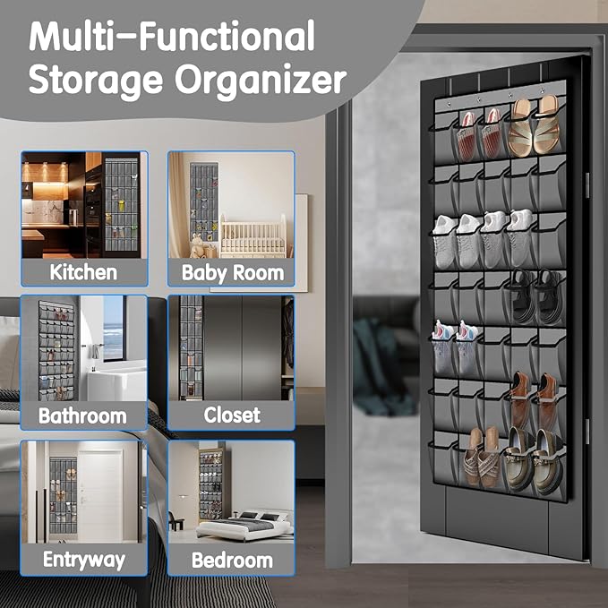 Kotkn 35 Compartment Over The Door Storage - Breathable Mesh Hanging Organizer with Large Pockets, Space Saving Design for Me