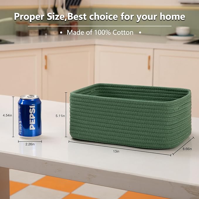 OIASKET 4 Pack Small Storage Shelf Baskets for Organizing, Mini Woven Rope Storage Bins for Towels, Cute Decorative Closet Or