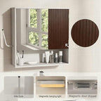Bathroom Wall Cabinet With Mirror,wall mounted bathroom cabinet,Medicine Cabinet with 2 Door ,Side Hook,Light and Adjustable 