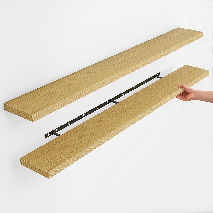 Fun Memories Rustic Wood Floating Shelves for Wall, Space-Saving Wall Mounted Shelves for Bathroom, Bedroom, Living Room and 