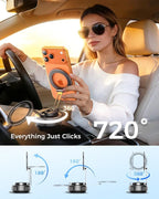 MRGLAS 2026 Upgraded 360° Rotation Vacuum Magnetic Phone Holder Stand,for Magsafe Suction Cup Phone Mount [109+LBS Strongest Suction & Magnetic] Adjustable Swivel Lock, for Your Car/Gym/Mirror/Kitchen