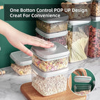 Ankou Food Airtight Containers (1500ml) 1.5 Qt Pop Up Food Formula Container With Lids, Bpa-Free One Button Open Stackable Co