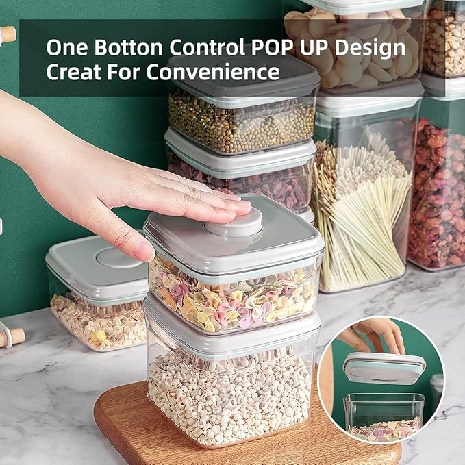 Ankou Food Airtight Containers (1500ml) 1.5 Qt Pop Up Food Formula Container With Lids, Bpa-Free One Button Open Stackable Co