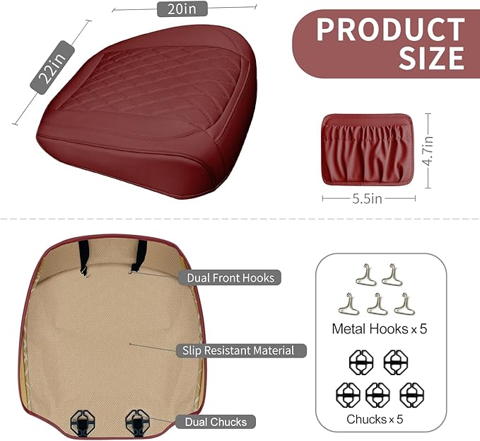 2 Pack Leather Front Car Seat Cover Bottom Car Seat, Anti-Slip and Full Wrap Driver Car Seat Protectors with Storage Pocket, 