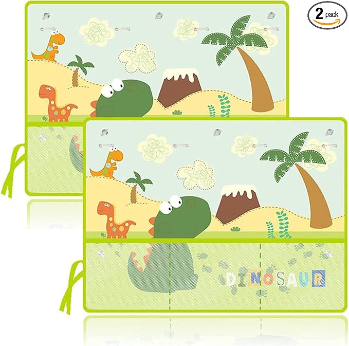 Car Sun Shade for Baby Kids Children 2 Pack Car Side Window Curtain Protector Protects from Sun Glare Heat Blocks UV Rays Glare Car Interior Sun Blocker Blind (Dinosaur)