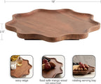 Kate and Laurel Alezar Mango Wood Wavy Round Lazy Susan Tray, 18 Inch Diameter, Walnut Brown, Scalloped Wooden Countertop Org