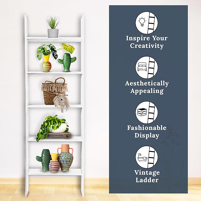 BARNWOODUSA Throw Blanket Ladder – Fully Assembled Reclaimed Wood – Rustic Decorative Ladder for Towels, Quilts, & More – Per