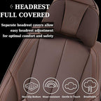 Coverado Front and Back Seat Covers 5 Pieces, Waterproof Nappa Leather Auto Seat Protectors Full Set with Head Pillow, Univer