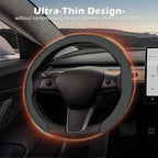 Frani Nappa Leather Steering Wheel Cover,Universal Fit 15 Inch-Premium Non-Slip Breathable Comfort Grip for Cars Trucks SUVs,Anti-Slip Durable Interior Upgrade Gray