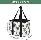 Summer Palm Trees Reusable Grocery Bags Large Shopping Tote Bag with Reinforced Bottom Board, Water Resistant Foldable Storag