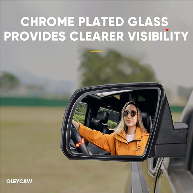Driver Side BSD Mirror Compatible with Toyota Tundra 2007-2020, Toyota Sequoia 2008-2017 - Blind Spot Indicator, Heated, Left Side Mirrors Replacement Glass