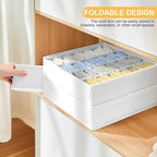 Sock Organizer 4 Pack, 24 Cell Foldable Underwear & Sock Storage, Drawer Organizer for Ties, Belts. (White)