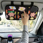 Car Sun Visor Organizer,Hippie Flower Theme Truck Visor Organizer Elastic Bands Organizes Essentials for Cards, Pens and Document