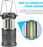 Lichamp LED Camping Lantern, 4 Pack Battery Powered Flashlight for Power Outages, Portable Collapsible Hanging Light Essentia