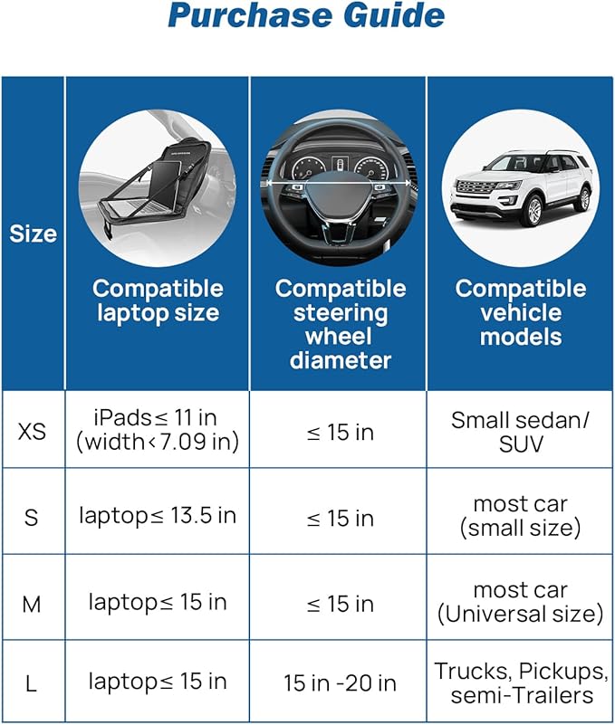 JOYTUTUS Steering Wheel Tray, Multifunctional Laptop Desk, Back Seat Headrest Table for Eating, Fit for Large Vehicles, Like Trucks, Pickups, Semi-Trailers
