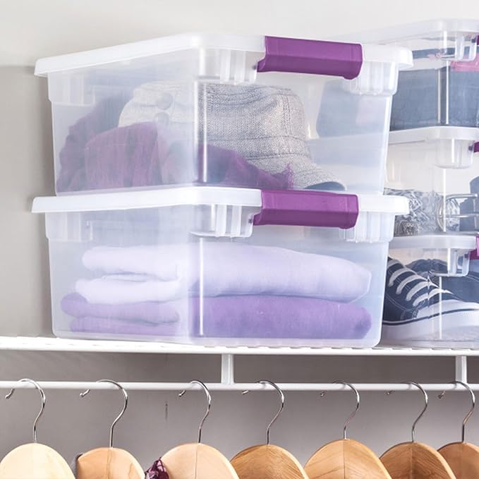 Sterilite 48-Pack 15 Quart ClearView Latch Box, Stackable Organizer Bins with Latching Lids - Clear Plastic Organization Cont