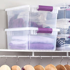 Sterilite 48-Pack 15 Quart ClearView Latch Box, Stackable Organizer Bins with Latching Lids - Clear Plastic Organization Cont