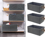 Fordonral Pack of 3 Large Capacity Storage Bins Closet Organizer System, Sturdy Foldable Storage Boxes for Organizing Clothin