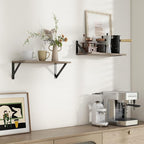 Axeman Floating Shelves for Wall, 16W x 8D Floating Shelves Set of 2, 8 Inch Deep Rustic Grey Wood Wall Mounted Shelves for F