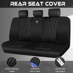 CAR PASS Luxury Faux Leather Rear Bench Car Seat Covers, Waterproof Anti Slip Back Seat Covers, Deluxe Automotive Backseat Co