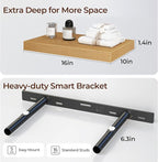 Fun Memories Floating Shelves for Wall 16 Inch Set of 3, Farmhouse Floating Shelves with Invisible Heavy Duty Bracket, 10 Inc
