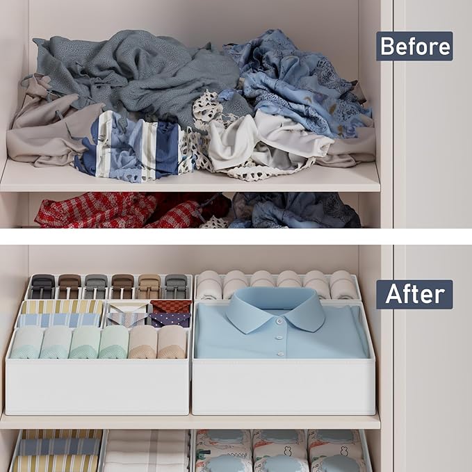 DIMJ Drawer Organizer Clothes Storage - 18 Pack Baby Dresser Organizer for Nursery, Foldable Closet Drawer Organizer Bins for