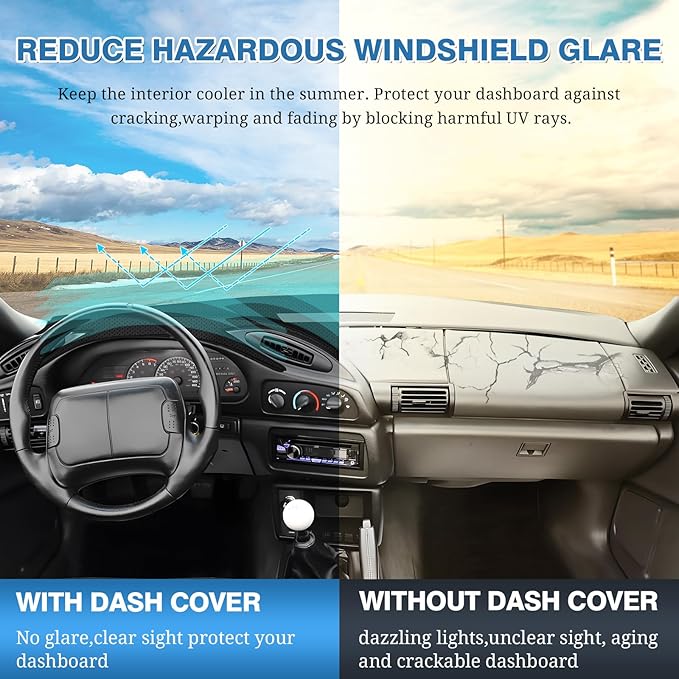 FIILINES Dash Cover for Chevrolet Camaro 1996-1993 Dashboard Mat, Accessories Dash Cover Sunshade Nonslip Mesh Protector No G