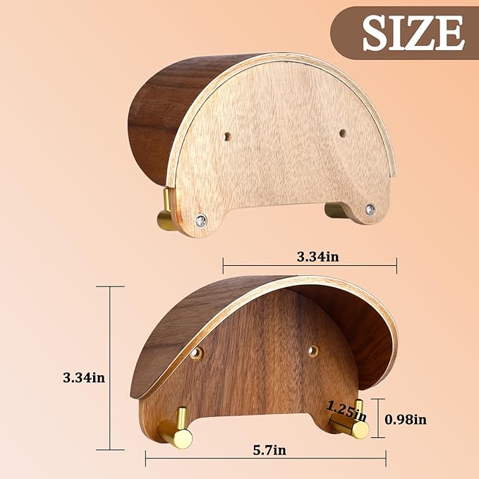 2 Pack Cowboy Hat Rack, Wooden Satin Finish Hat Holder on Wall,Non-Damage Brim Design, Hat Hooks Can Keeps Original Shape of 