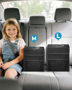 Corduroy Car Trash Can with Lid and Mesh Pockets - Leakproof Organizer,Multipurpose Waterproof Garbage Can/Trash Bin for Car(Black-3 Gallons)
