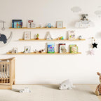 Fun Memories Picture Ledge Shelf, 40 Inch Floating Shelves Set of 2, Large Nursery Book Shelves for Toys Storage, Kids Booksh