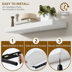 Fun Memories Floating Shelves for Wall, 55Inch Floating Shelves Set of 2, Hanging Shelf with Invisible Brackets, Wood Shelves
