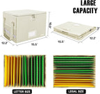 ENGPOW File Box with Lock,Fireproof Document Box with Zipper Lid,Collapsible File Storage Organizer Filing Cabinet with Handl