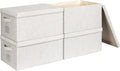Large 17''x12'' Quart Collapsible Stackable Storage Bins with Lids, 4 Packs Off White Fabric Closet Boxes with Lids, Storage 