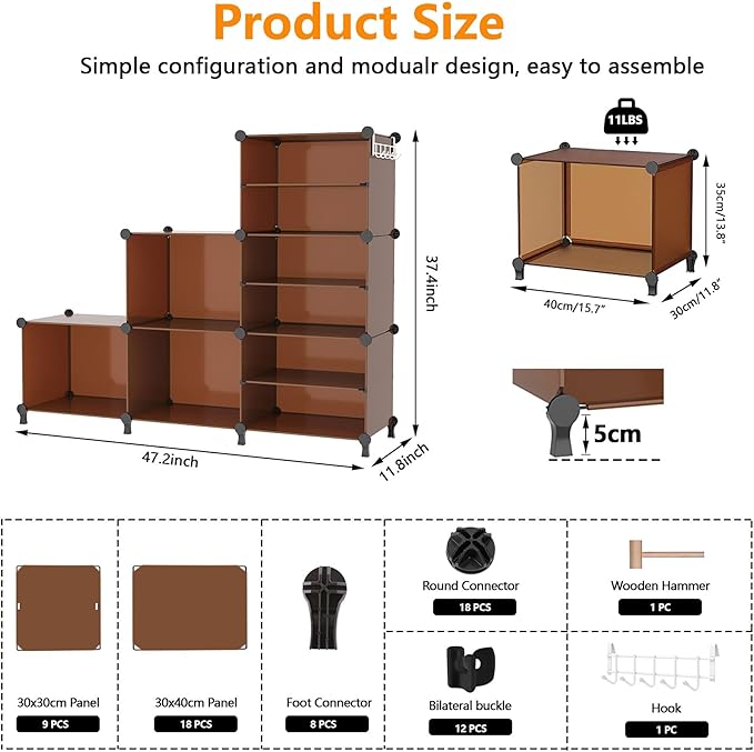 AWTATOS Closet Organizer 6 Cube Storage Shelves Portable Closet Clothes Organizers and Storage Stackable Cubby Shelving for C